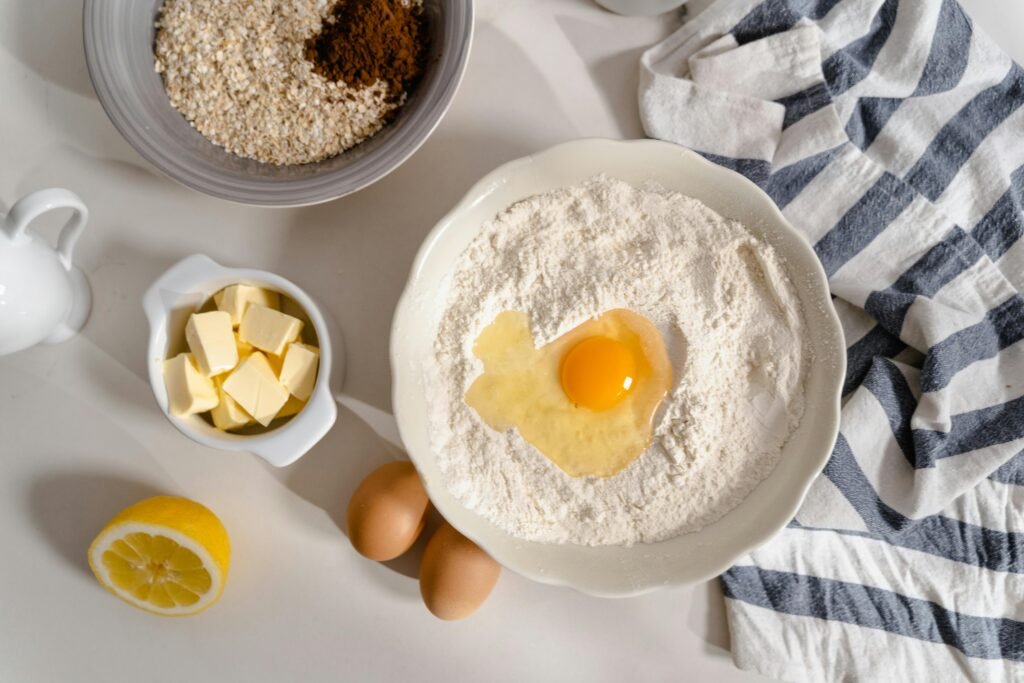 Flatlay Shot of Raw Ingredients Angel Food Cake Recipe